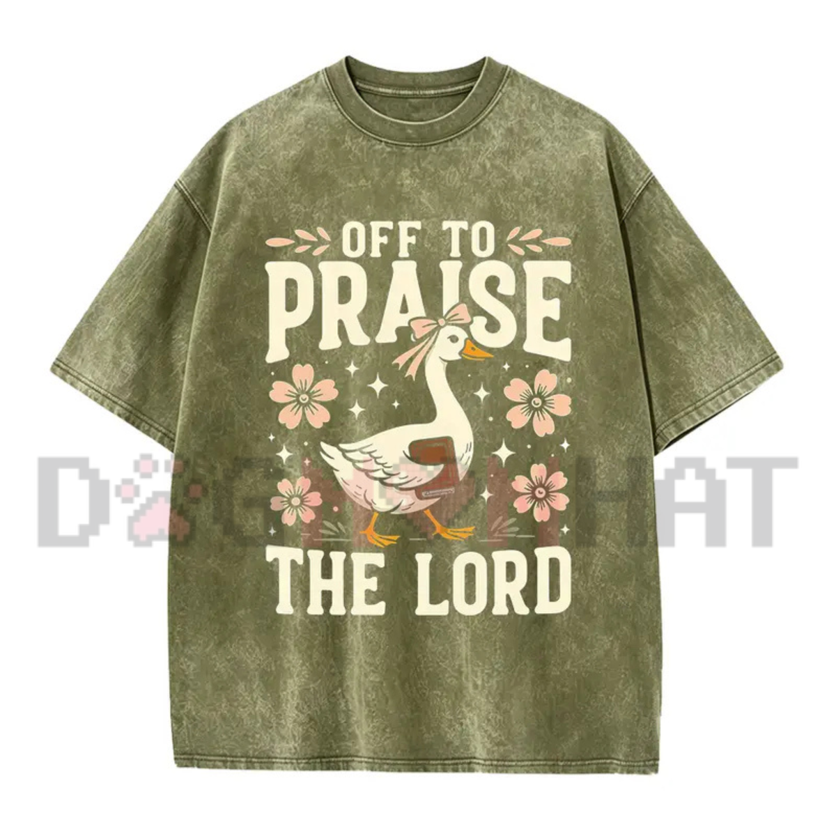 "Off to Praise the Lord" Funny Christian Goose Graphic T-Shirt