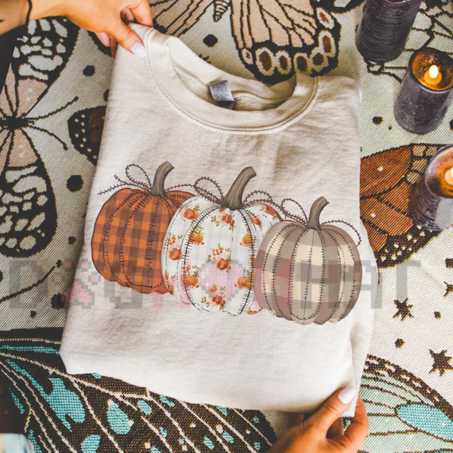 Bohemian Harvest Floral Pumpkin Top - Cute Autumn Patch Gildan Cozy Sweatshirt & Cotton T-Shirt