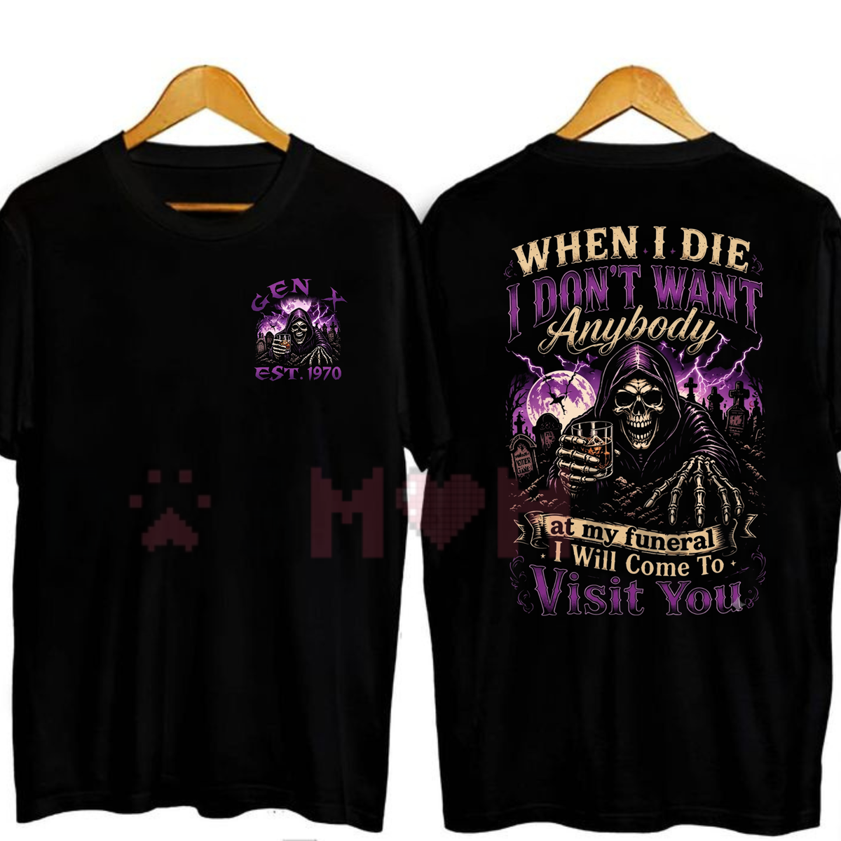"Gen X When I Die Funeral Custom Year Skull" Graphic T-Shirt
