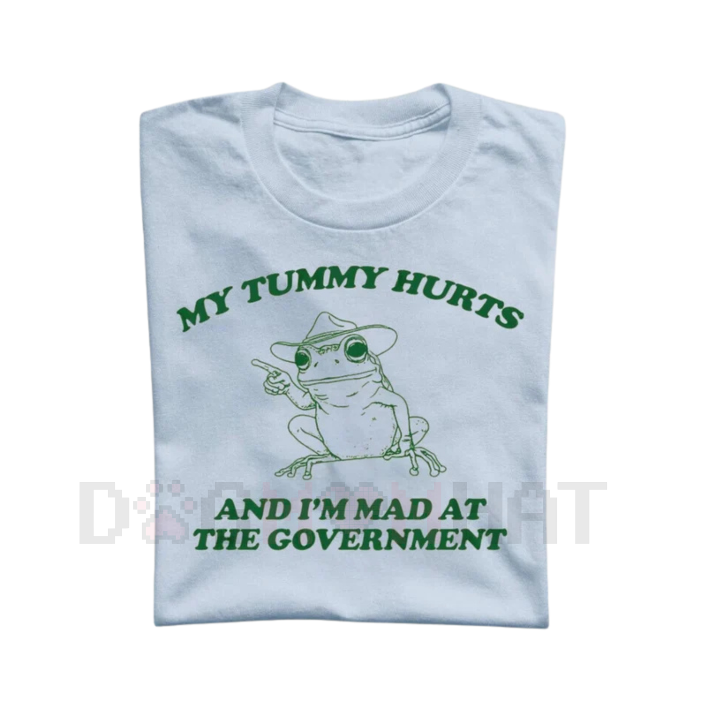 My Tummy Hurts And I'M Mad At The Government" Retro Frog Meme T-Shirt – Funny Unisex Adult Tee