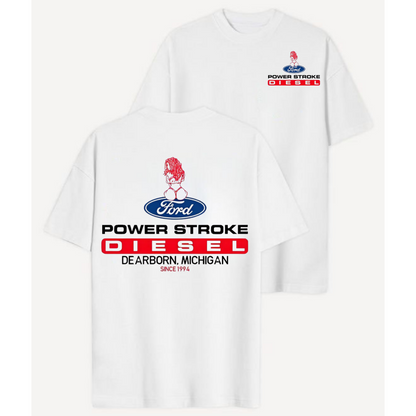 "Sexy Lady" Power Stroke T-Shirt - 2-Sided Soft Cotton Tee for Truck & Car Enthusiasts