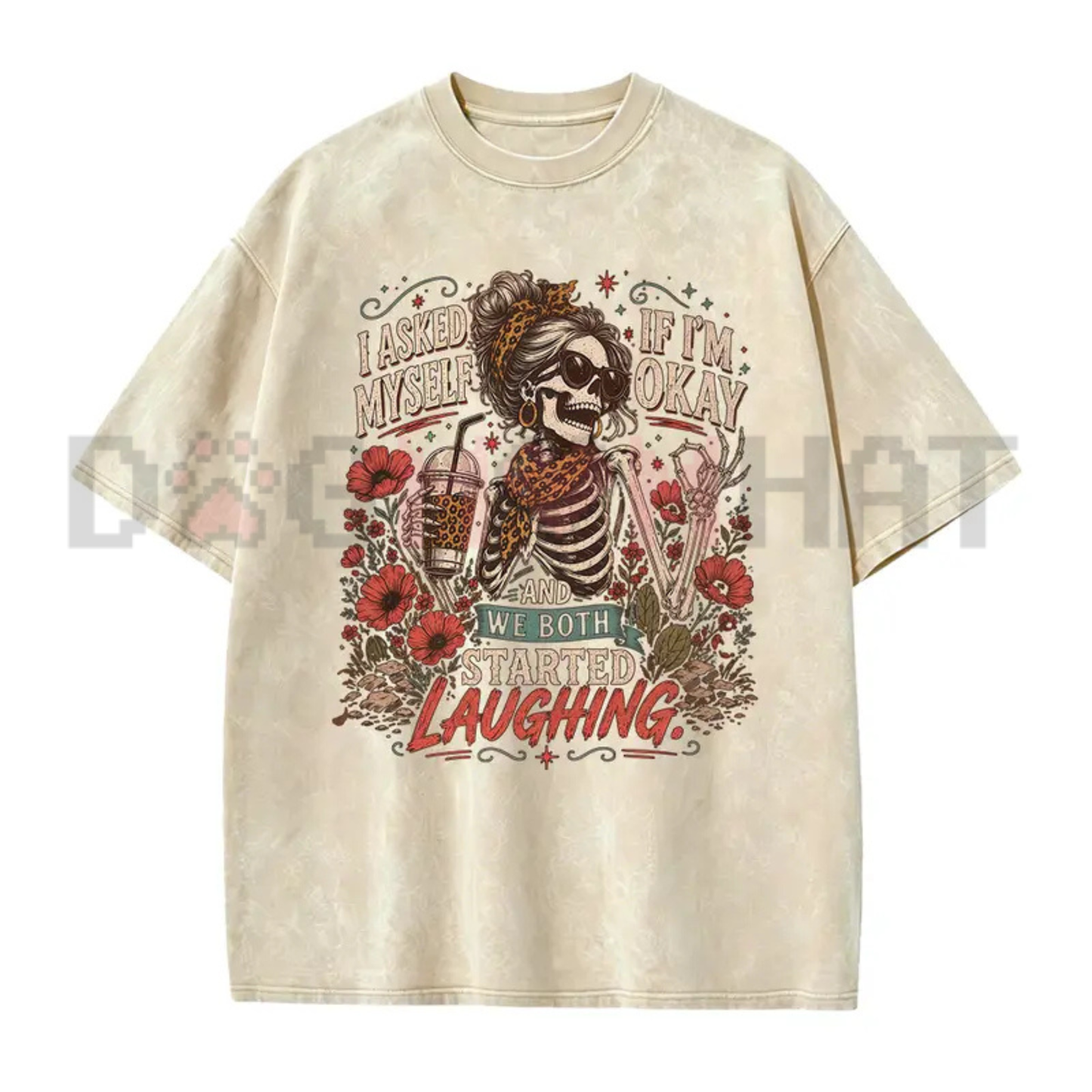 Inner Self Check Skeleton Graphic Tee - Vintage Distressed Sarcastic Mental Health Unisex Cotton Shirt