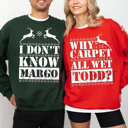 Made in USA Christmas Couple 100% Cotton Sweatshirt – Cute Matching Holiday Design Unisex Sweatshirt for Women and Men