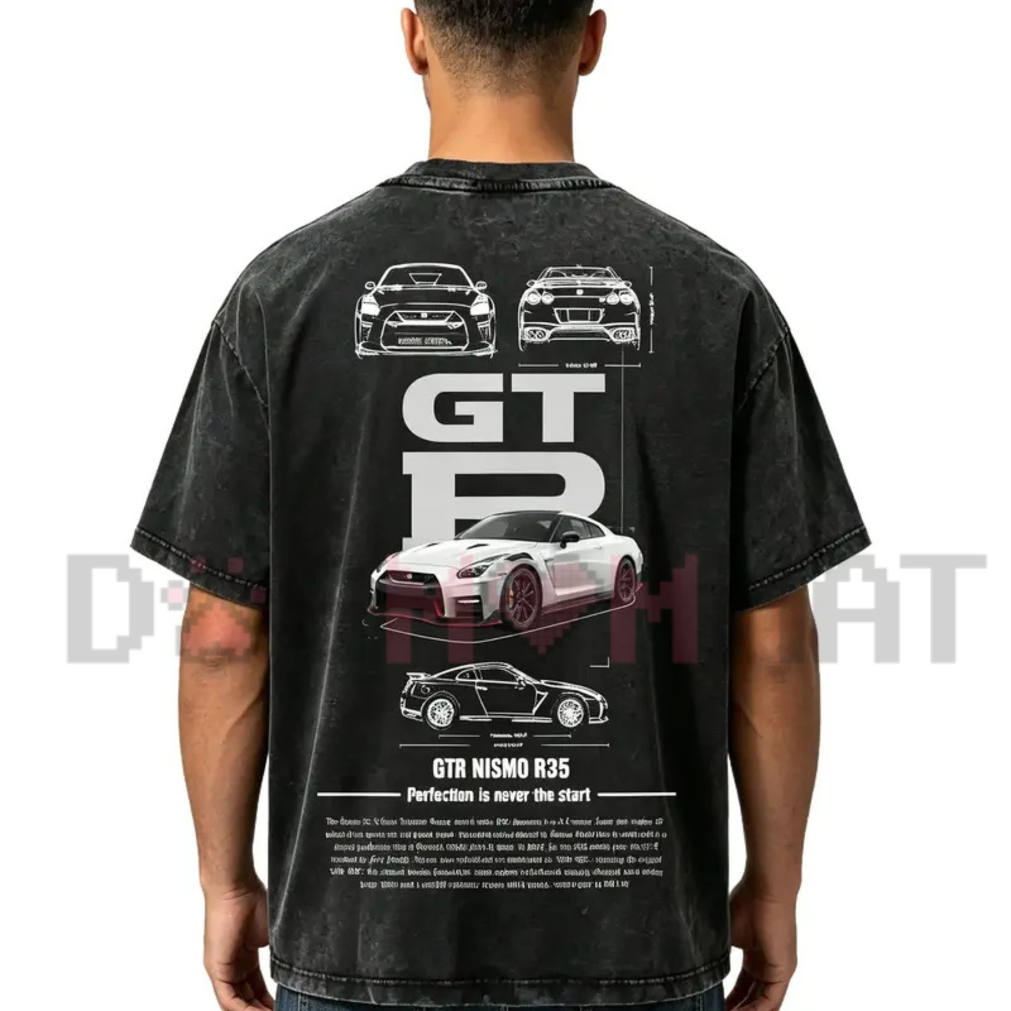 Vintage Washed GTR R35 JDM Racing Graphic Tee - Retro Y2K Soft Cotton Unisex Car Guy Streetwear T-Shirt