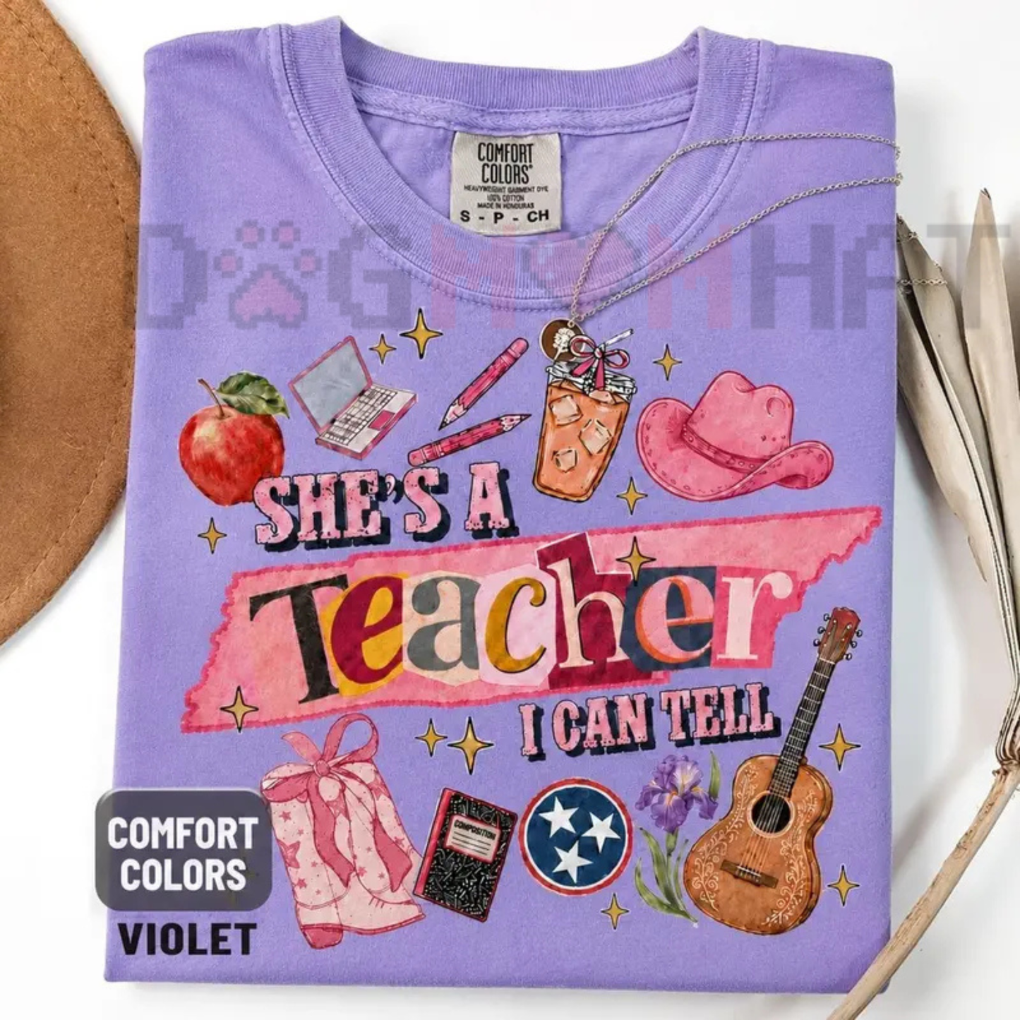 Comfort Colors She's a Teacher I Can Tell T-Shirt - Funny Ellas Fellas Teacher Gift Tee