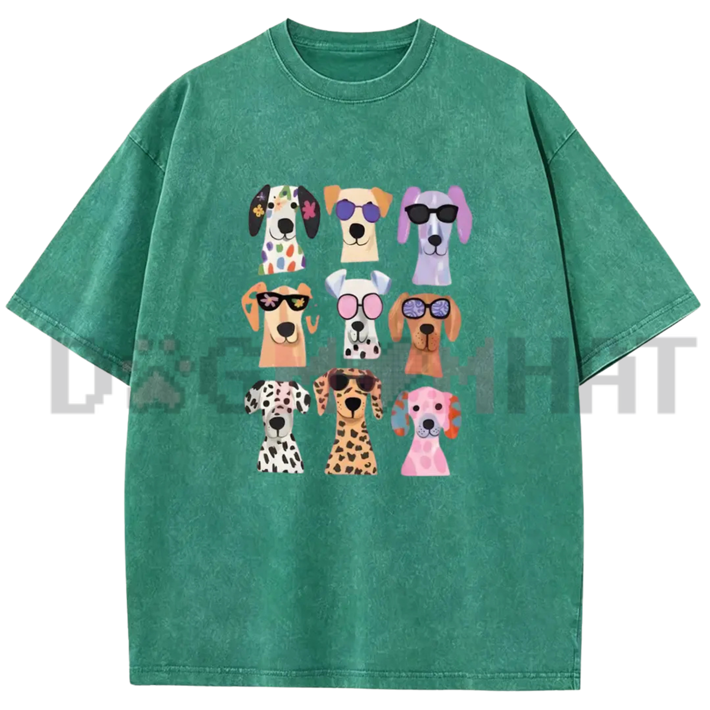 Holafish Women's Vintage Acid Wash Dog Graphic T-Shirt - Soft Cotton Loose Casual Tee