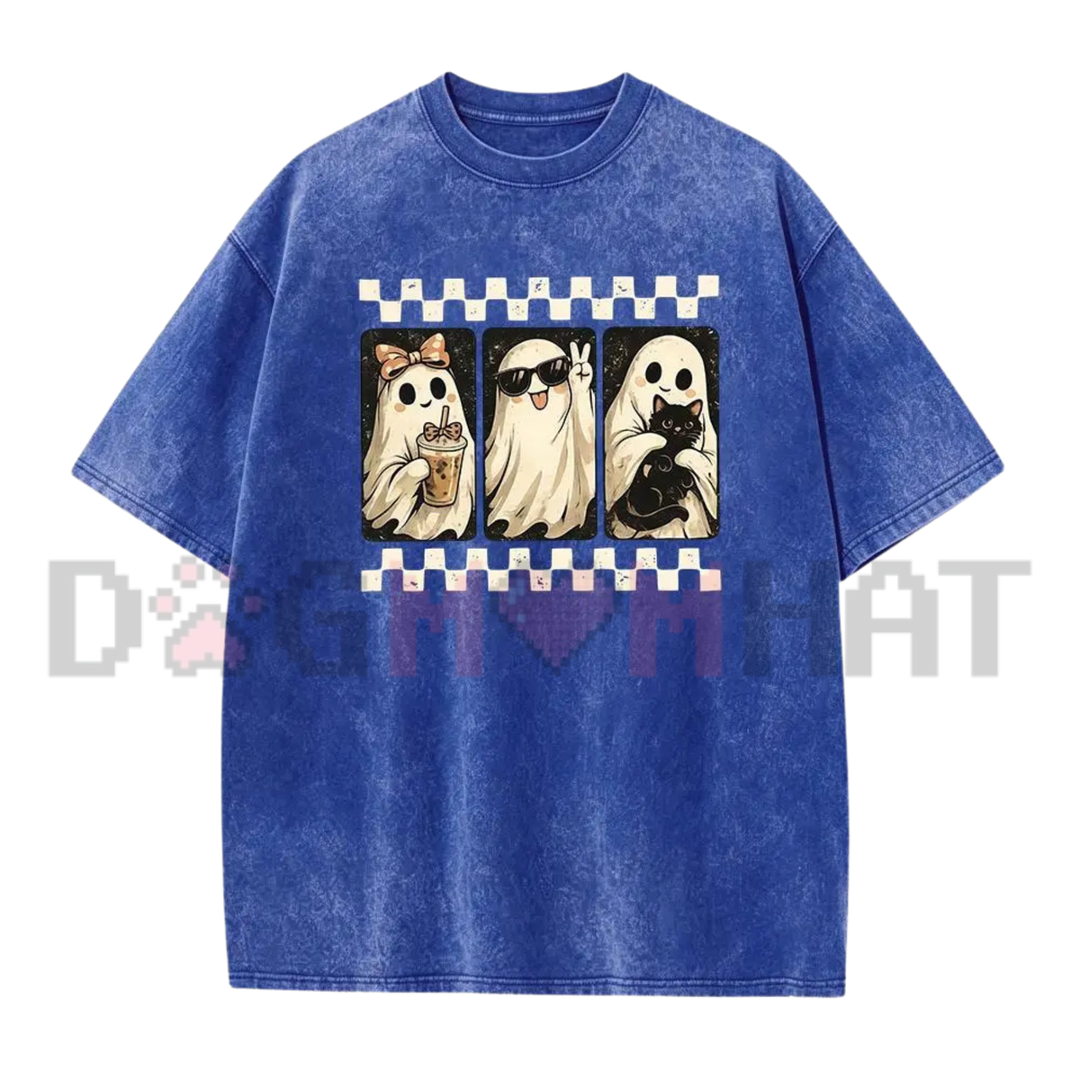 Men's "Spooky Black Cat & Ghost Collage" Halloween Graphic T-Shirt