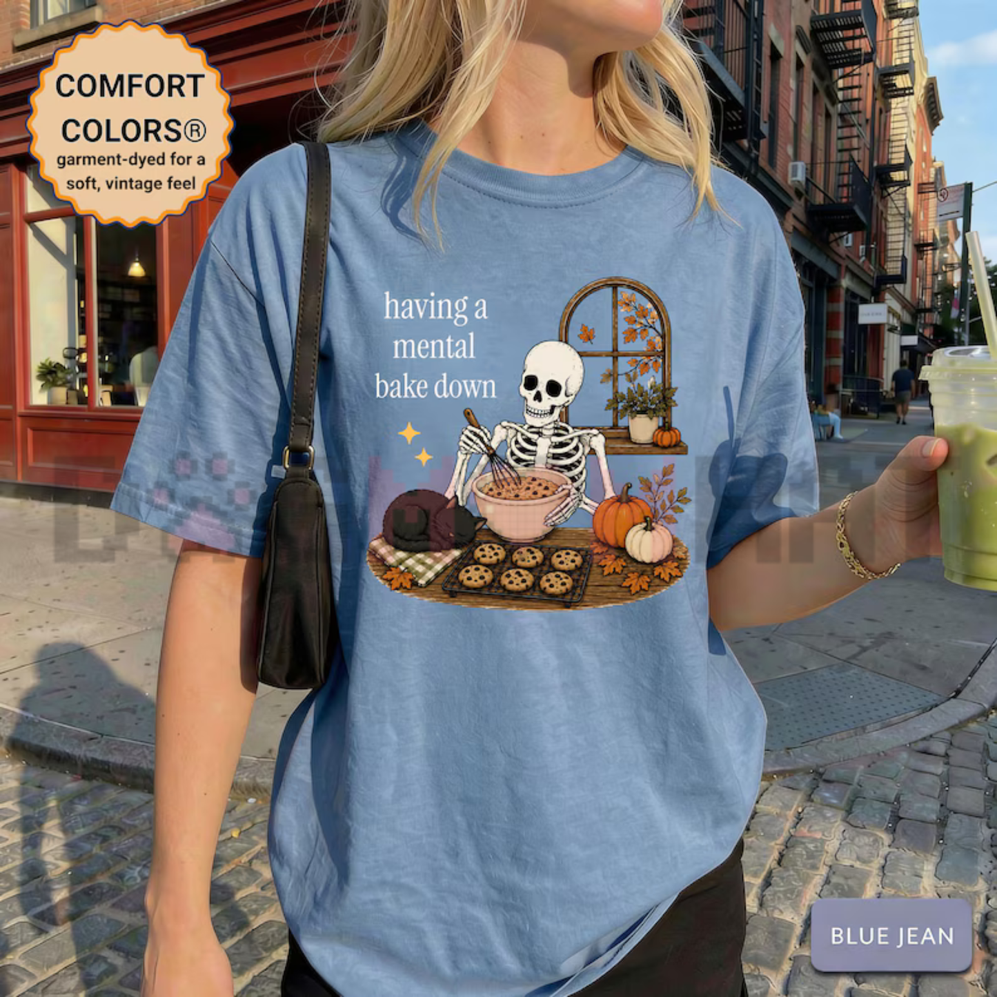 Funny Baking Skeleton Graphic Tee - Soft Cotton Unisex Fall Baking Short Sleeve T-Shirt