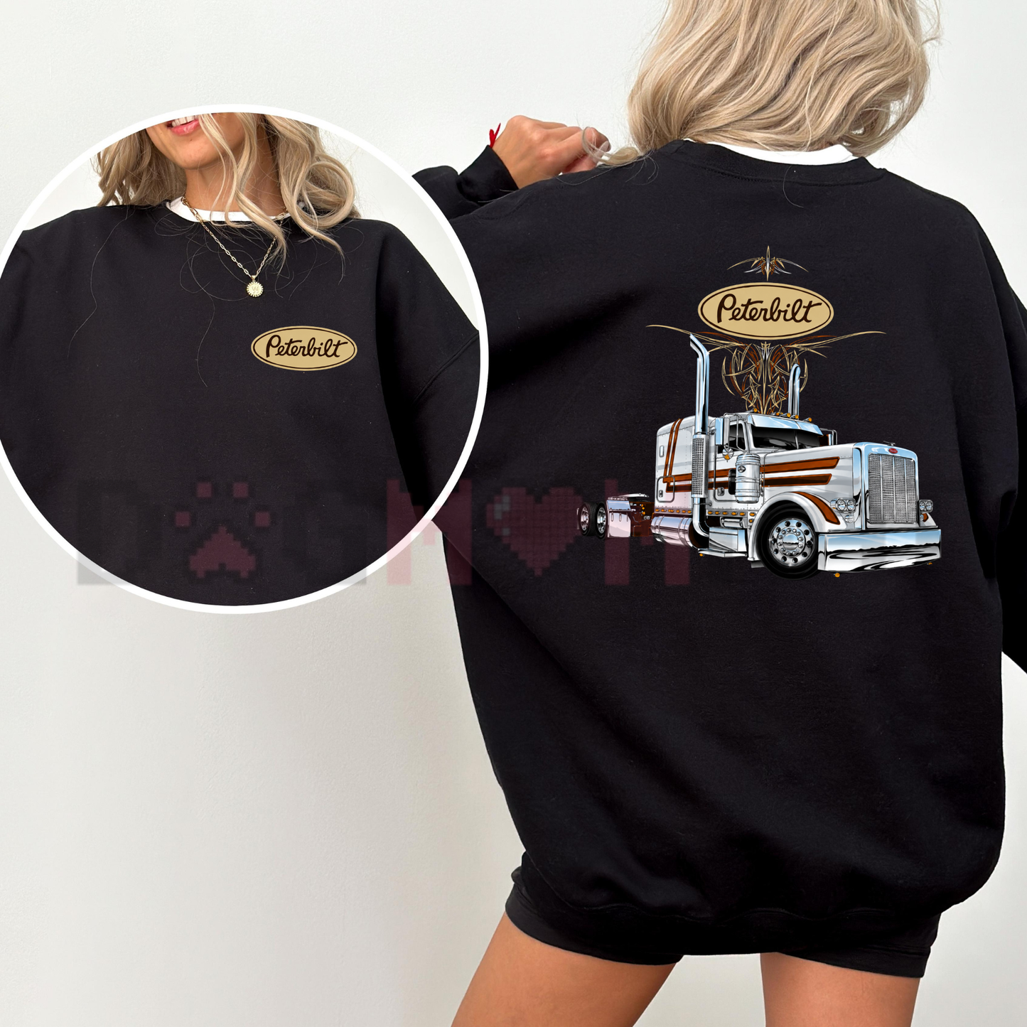 Classic Peterbilt Truck Graphic Sweatshirt - Vintage Semi-Truck Pullover
