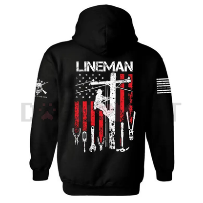 Patriotic Lineman USA Flag Work Hoodie