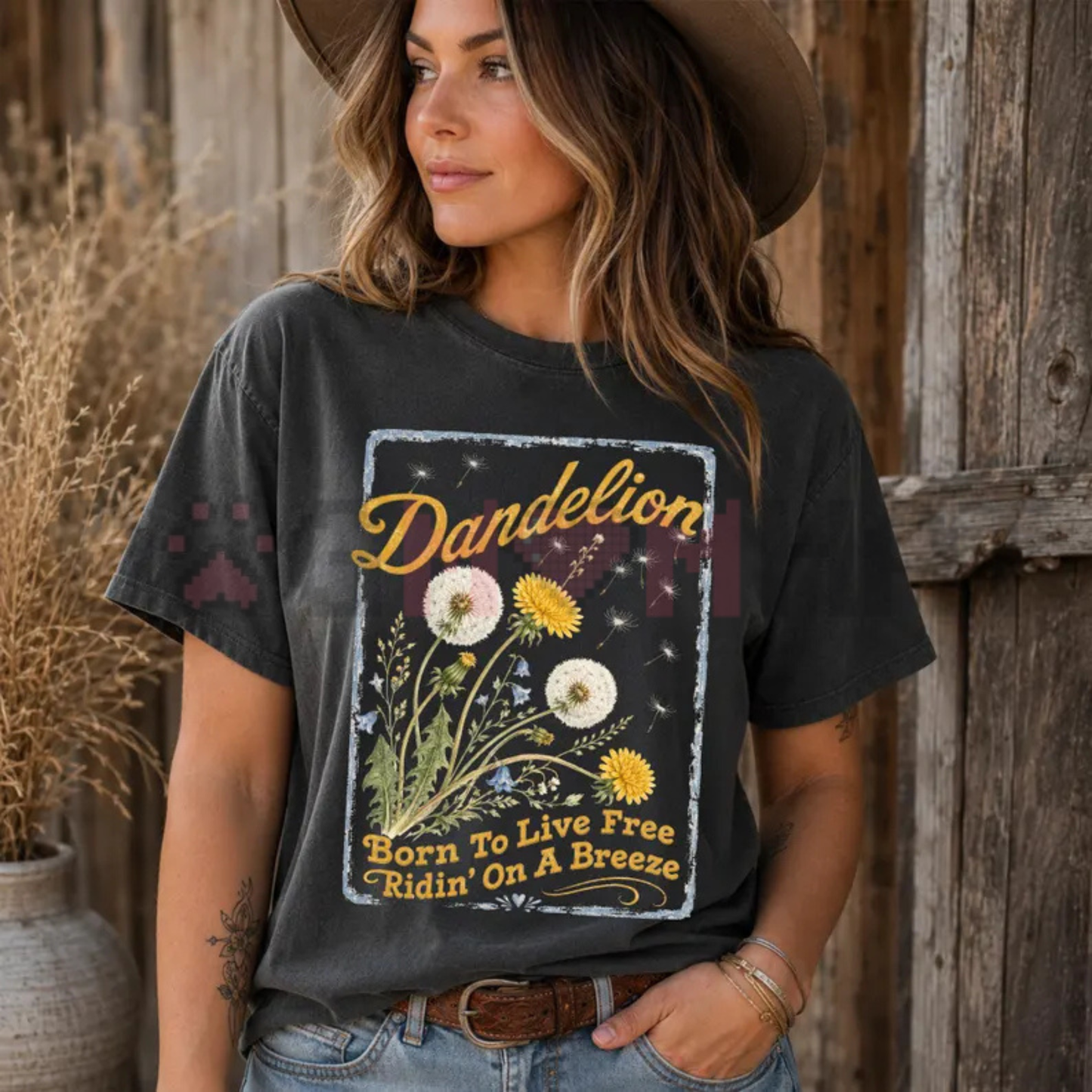 Dandelion Country Music Graphic Tee - Floral Wish Wildflower Vintage Cotton Unisex Country Concert T-Shirt
