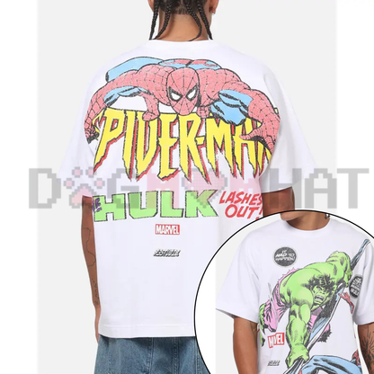 Gamma Rage Masterpiece All-Over Print Tee - Marvel The Hulk Lashes Out White Full Graphic Unisex Shirt