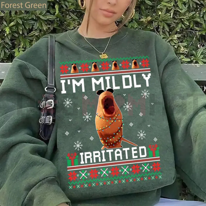 "Mildly Irritated" Funny Meme Ugly Christmas Sweatshirt