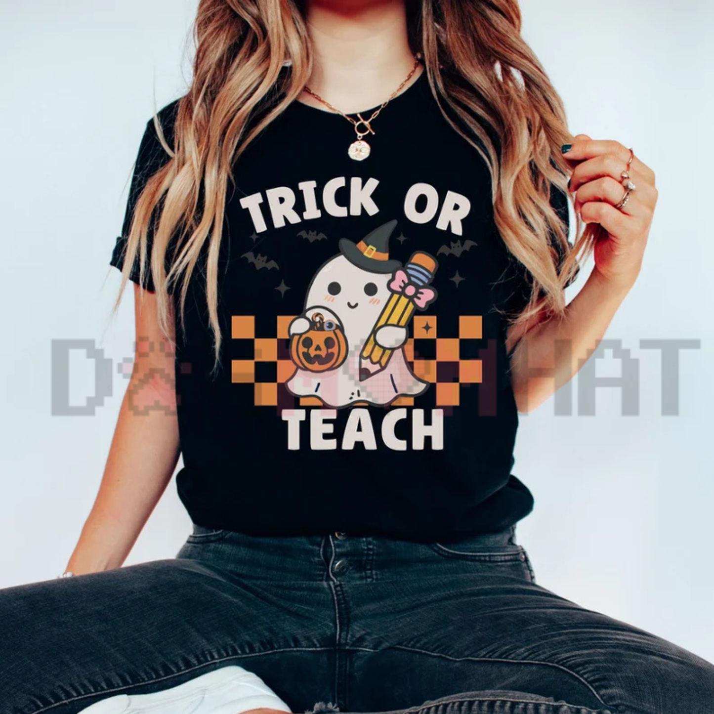 Comfort Colors® "Trick Or Teach" Retro Ghost Halloween Teacher T-Shirt