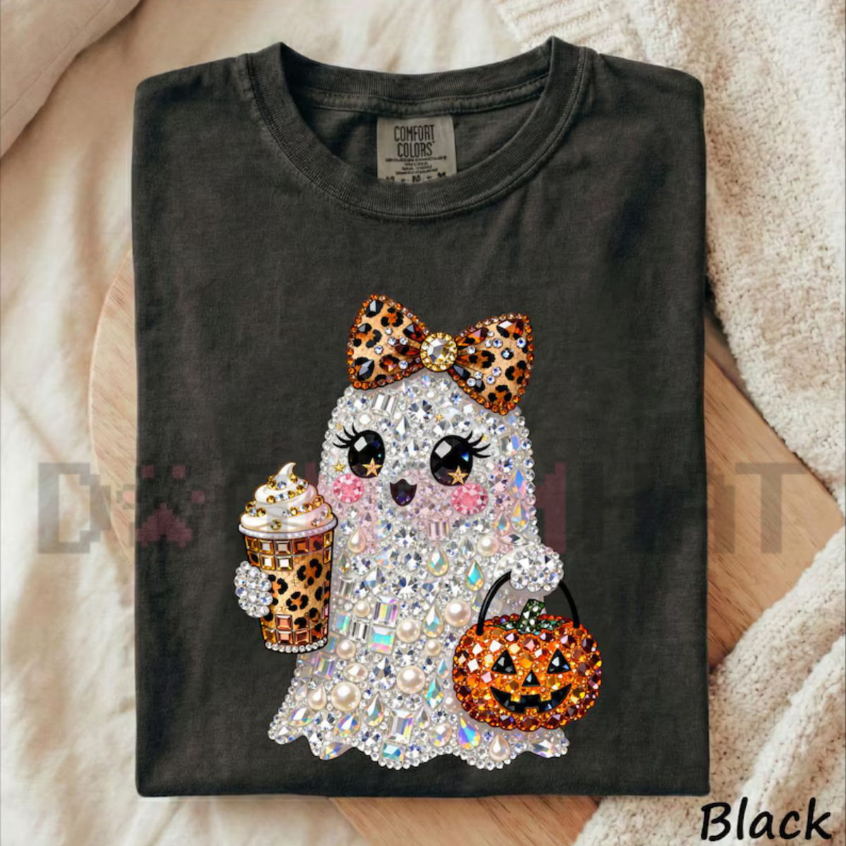 Comfort Colors® Sparkly Glam Ghost Halloween Shirt – Cute Girly Spooky Season Tee