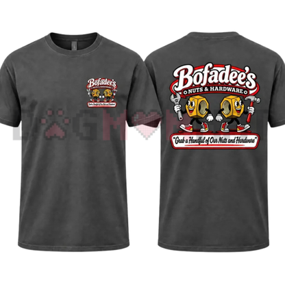 "Bofadees Nuts and Hardware" Funny Parody Graphic T-Shirt