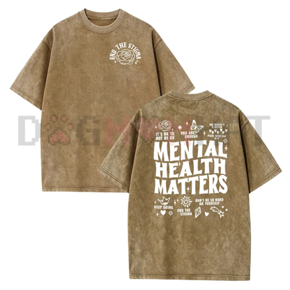 Mindful Words Double-Sided Positive Affirmation Tee - Mental Health Matters Unisex Cotton Graphic Shirt