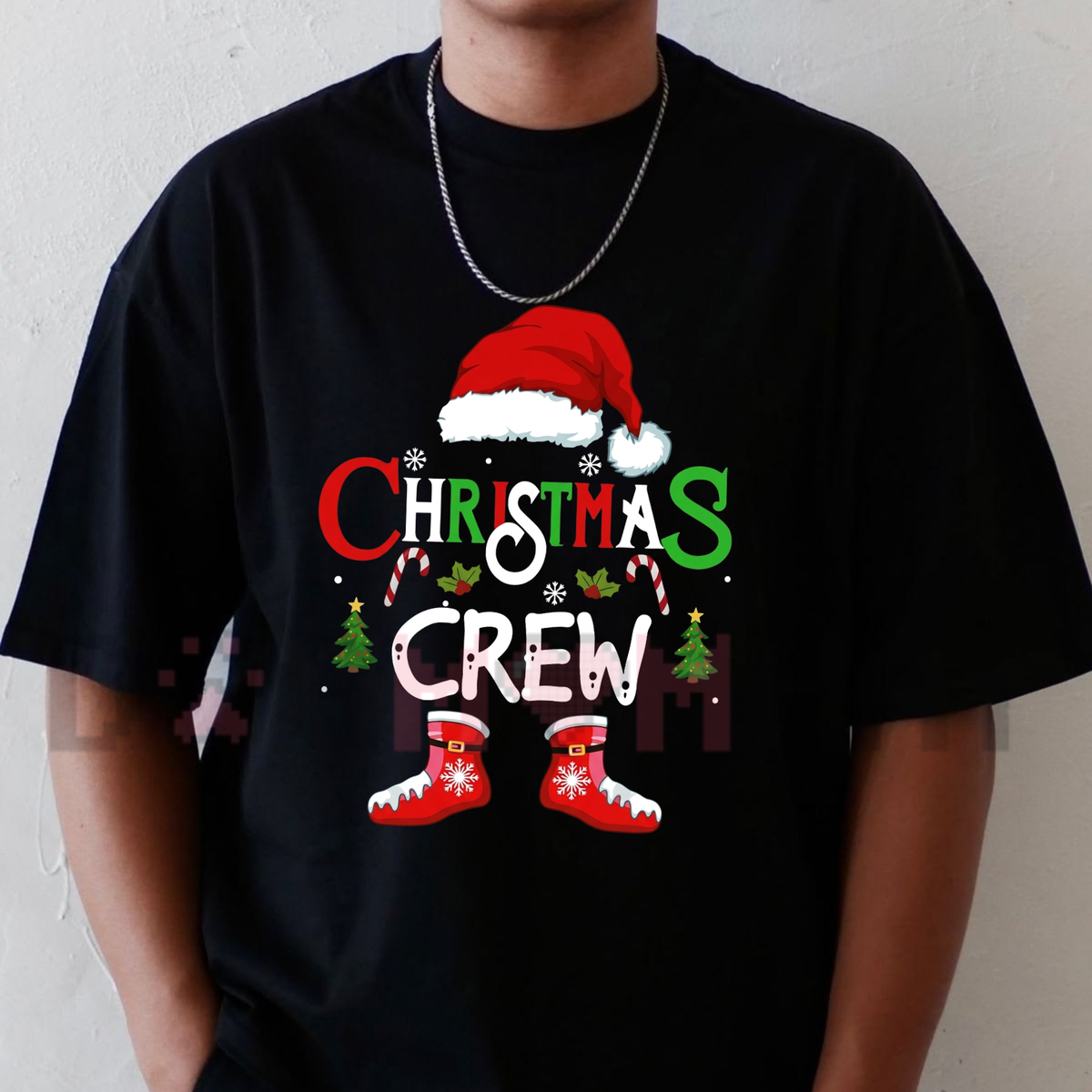 Festive Friction Tee – "Christmas Crew" Matching Family Sports Streetwear Graphic Shirt