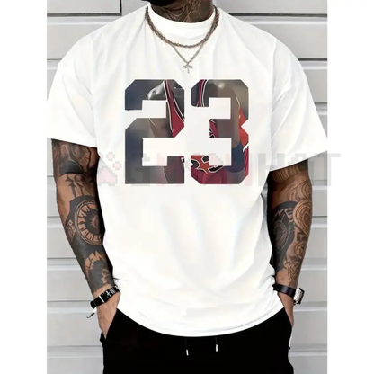 Men's 23 Graphic Printed T-Shirt – Trendy & Versatile Casual Short-Sleeved Round Neck