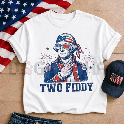 Two Fiddy George Washington T-Shirt - Patriotic Meme Graphic Tee