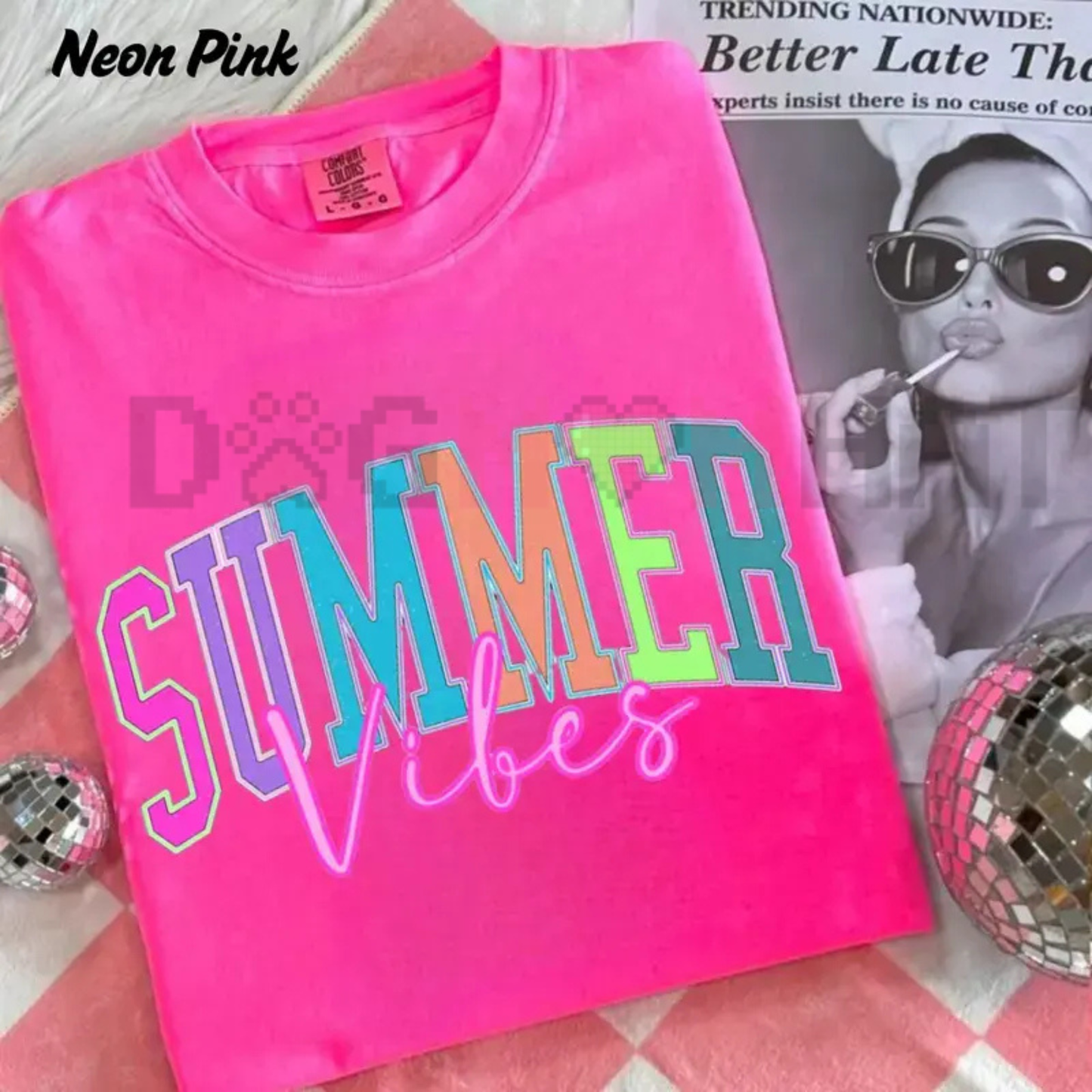"Summer Vibes" Retro Neon Graphic T-Shirt