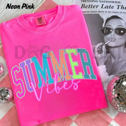 "Summer Vibes" Retro Neon Graphic T-Shirt