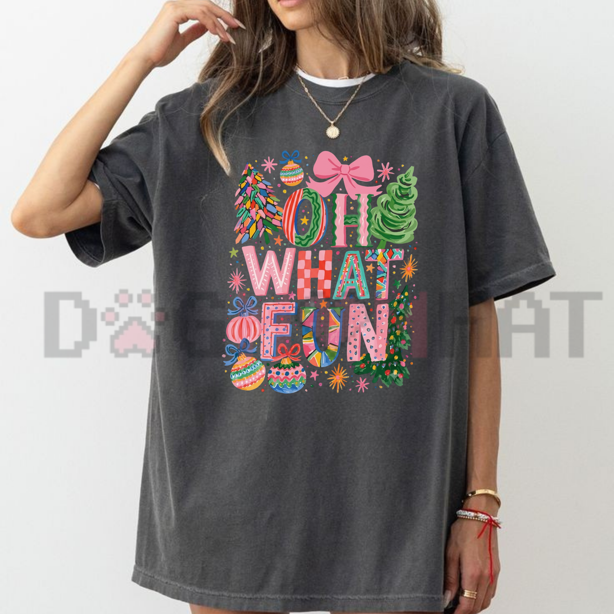 Festive Jubilance Tee – Oh What Fun Trendy Vintage Comfort Colors Holiday Shirt