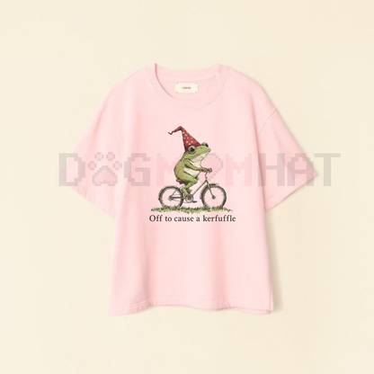 Funny Frog T-Shirt: "Off to Cause a Kerfuffle" – Unisex Slogan Tee