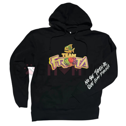 Team Fruta Pullover Hoodie – Black, Spanish Slogan & Fruit Logo Unisex Streetwear