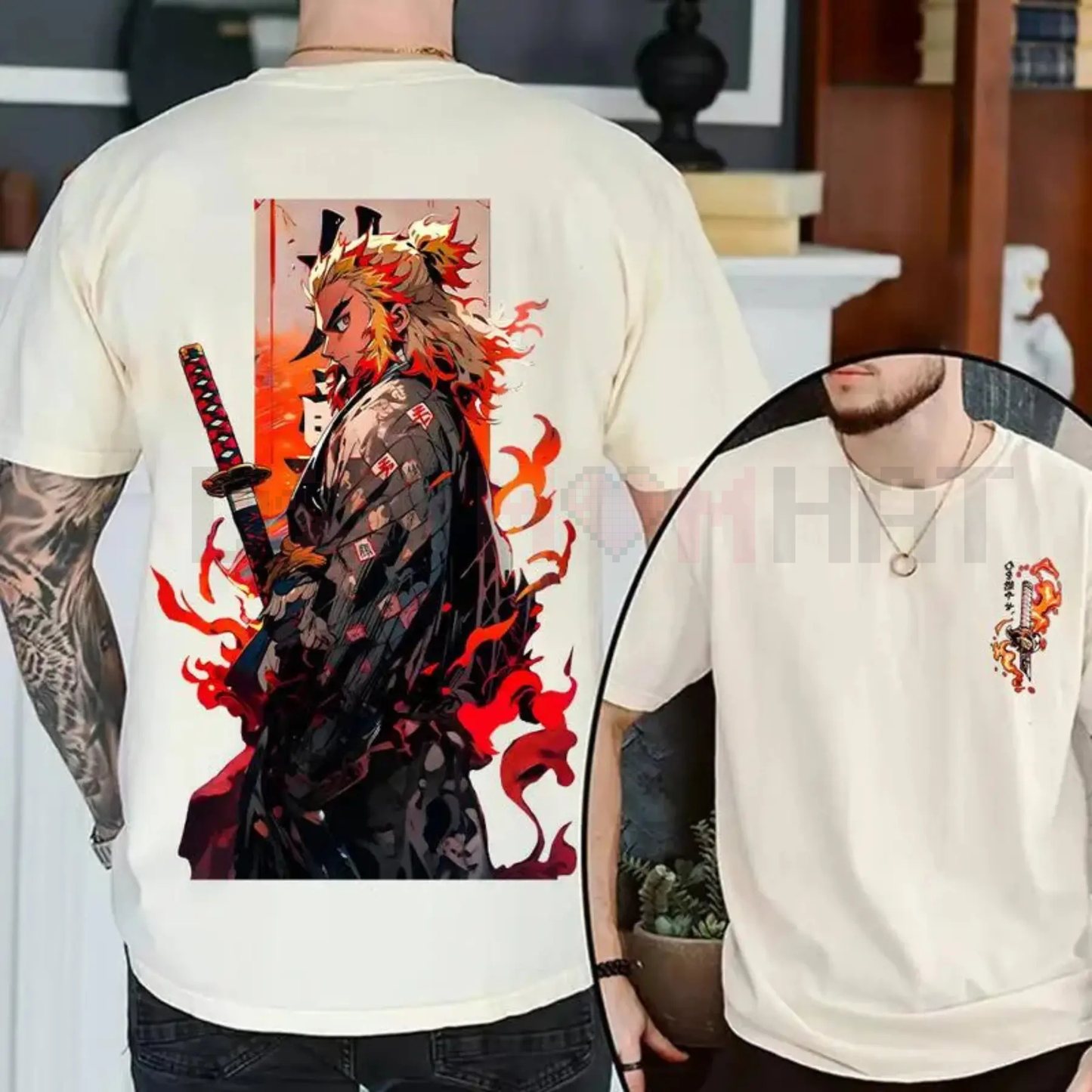 Fiery Flame Hashira Graphic Tee – Unisex Demon Slayer Rengoku Kyojuro Anime Streetwear