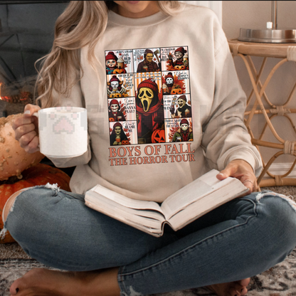 Boys of Fall The Horror Tour Sweatshirt – Fall Horror Killers Pullover, Cozy Season Scary Movie Fan Gift