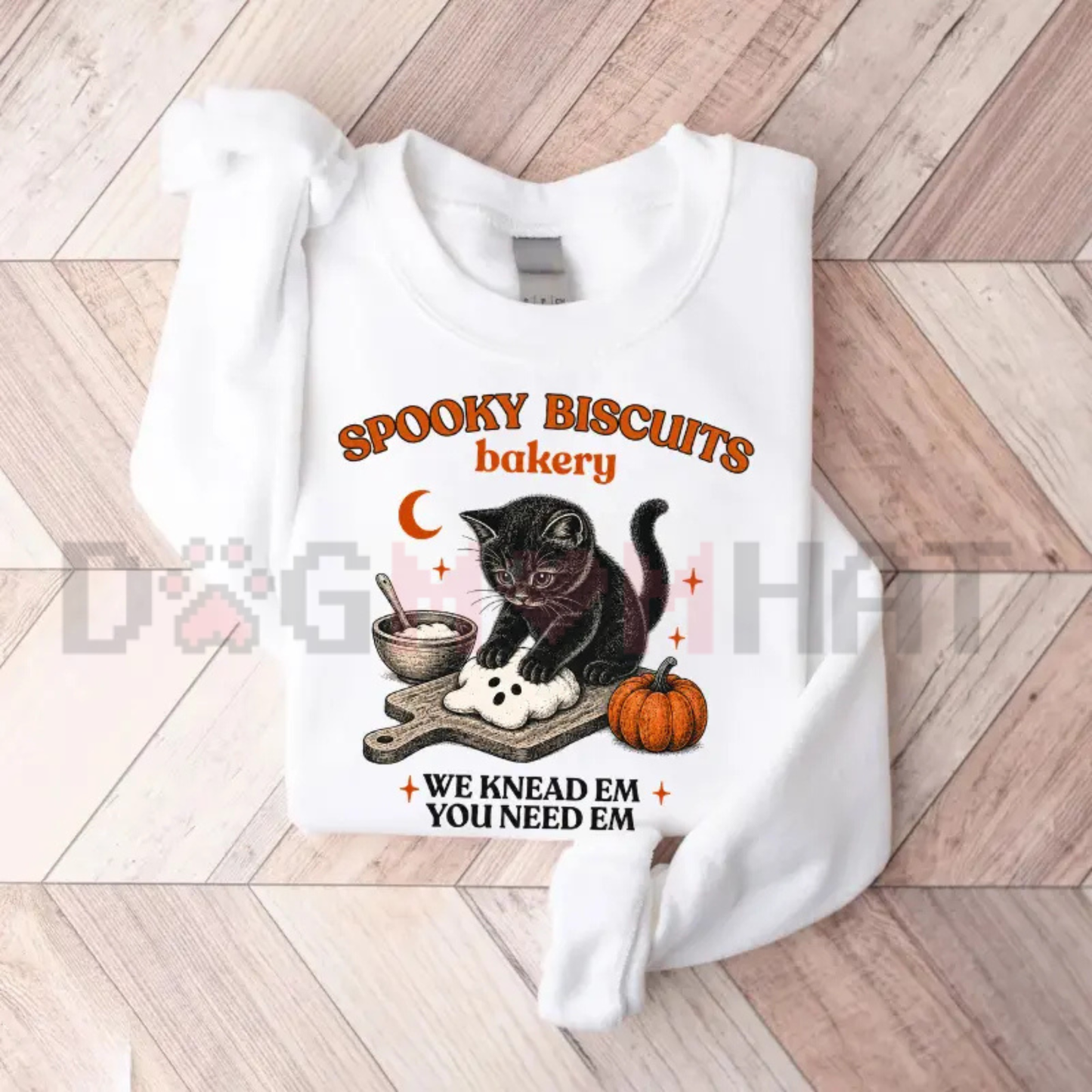 Kitty Biscuits Halloween Sweatshirt - Spooky Season Black Cat Fall Crewneck