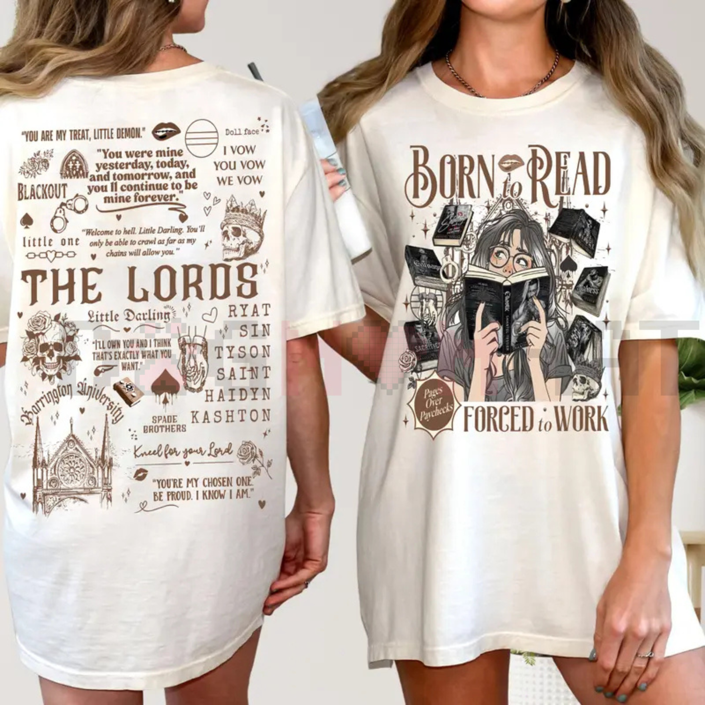 "Born To Read Forced To Work" T-Shirt