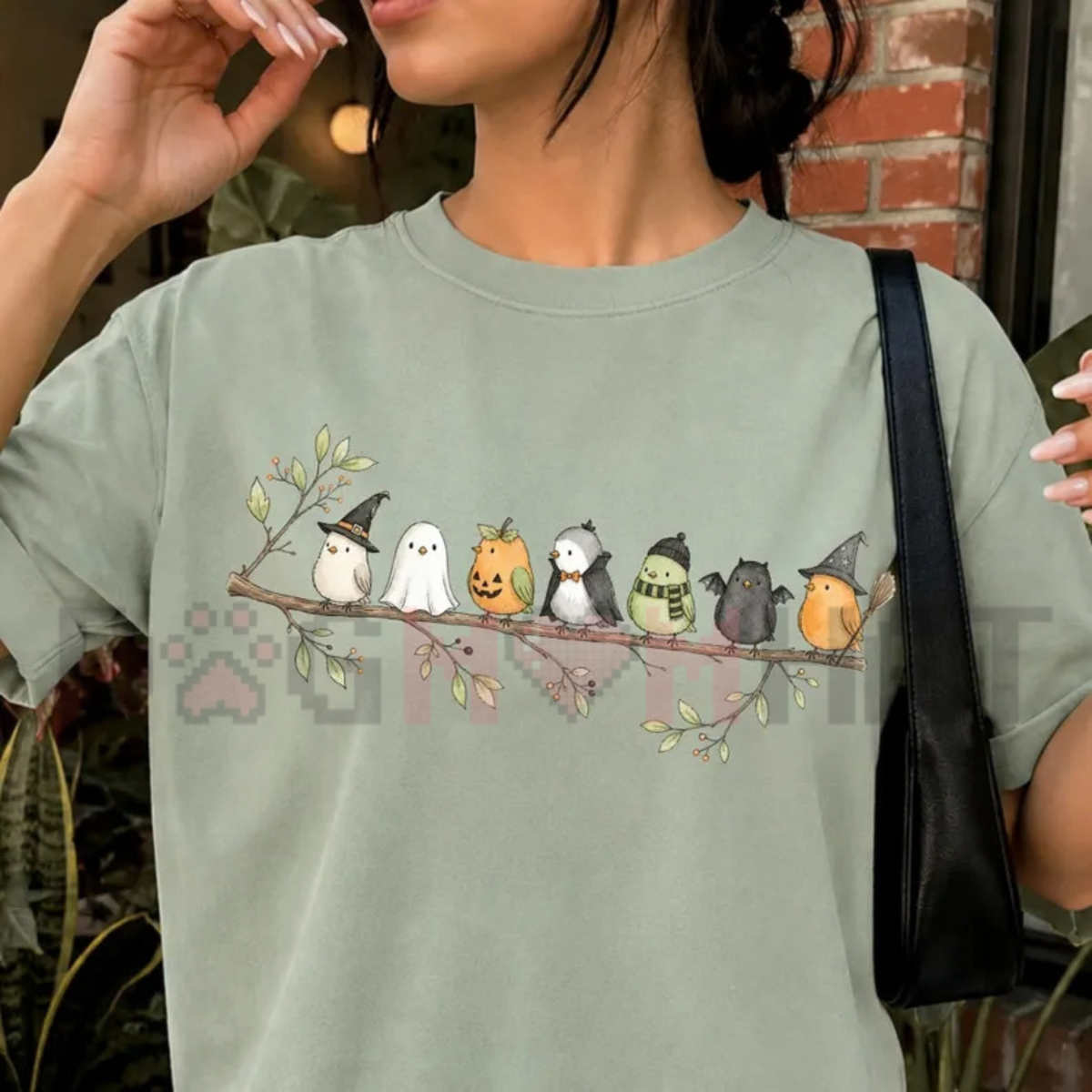 "Spooky Halloween Birds on a Branch" Autumn Graphic T-Shirt