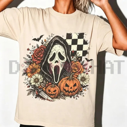 Comfort Ghost Face Retro Halloween Horror Graphic T-Shirt
