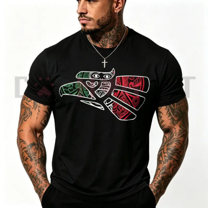 Latino Heritage Mexico Eagle Tribal Art T-Shirt - Cotton Graphic Tee