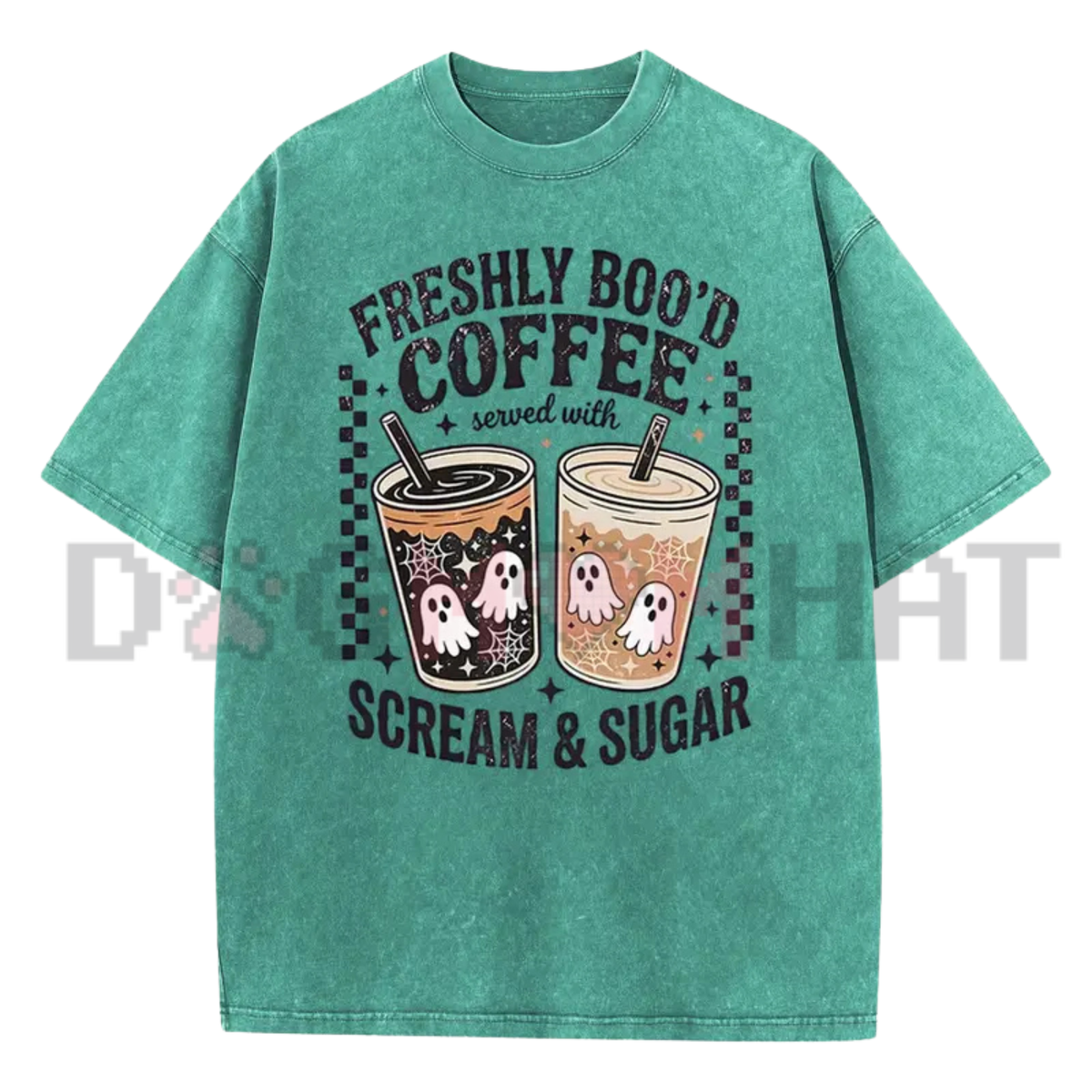 "Scream & Sugar Ghost Coffee" Retro Graphic T-Shirt