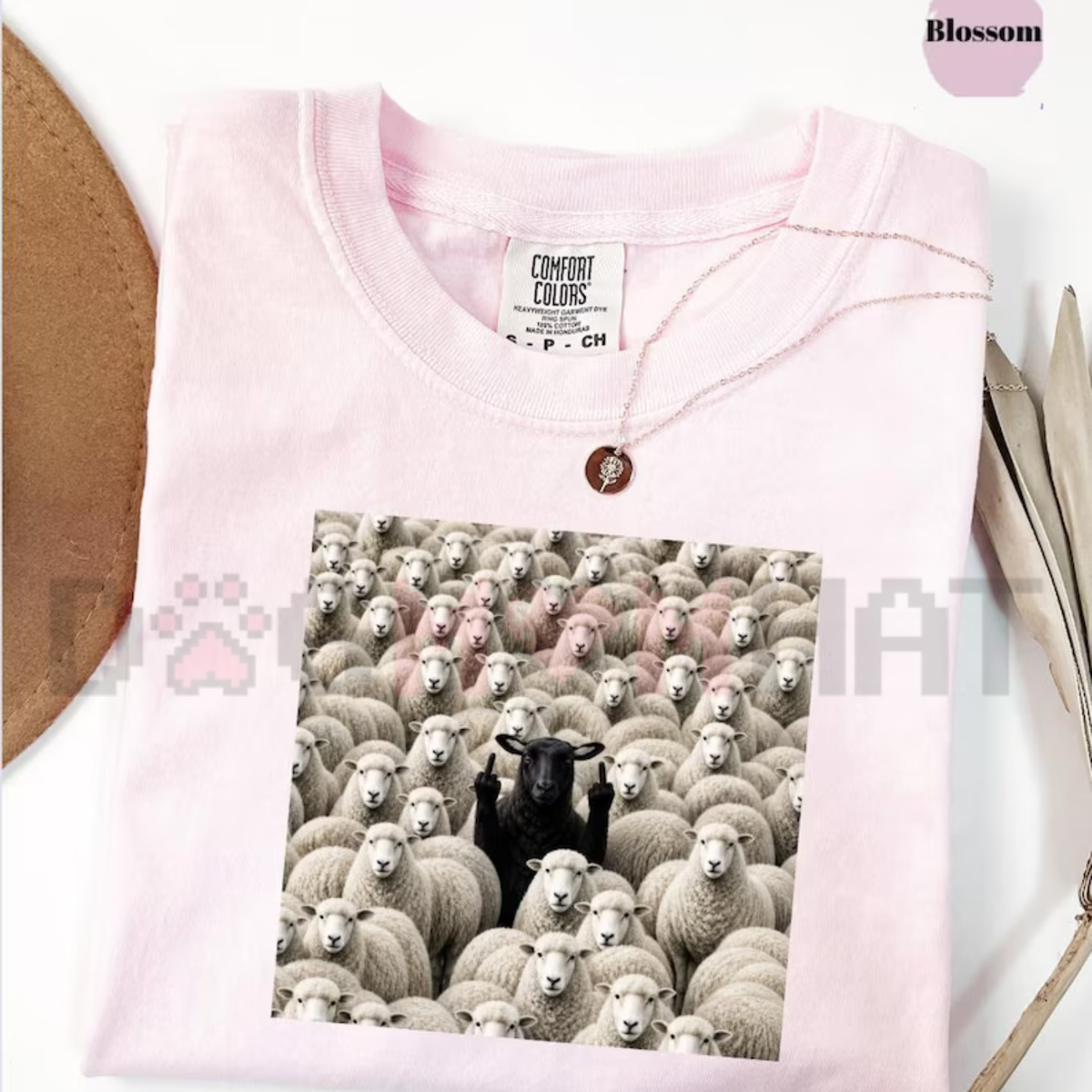 Festive Friction Tee – Black Sheep Flipping Off Rebel Graphic T-Shirt