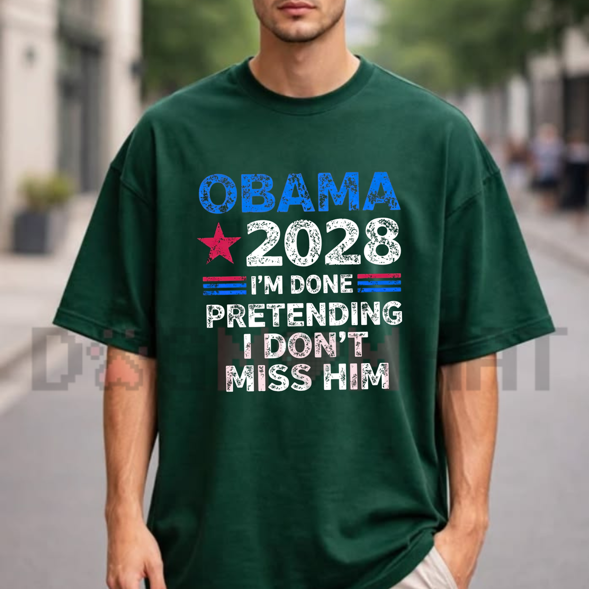 Obama 2028 Don't Miss Him Retro Political Graphic T-Shirt