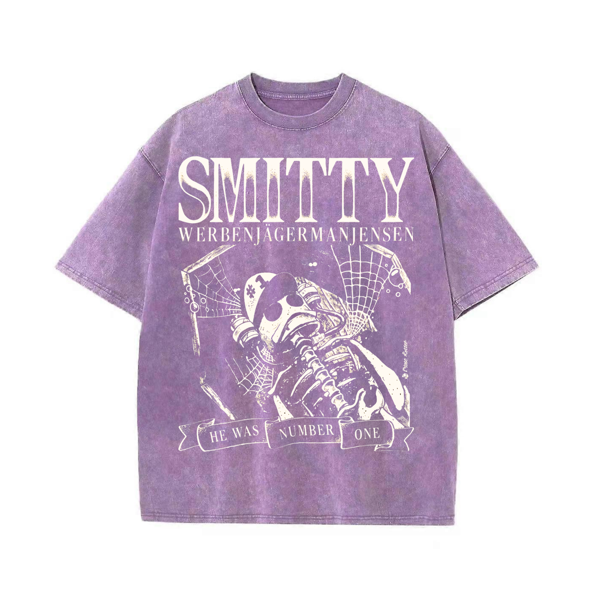 Parke Horizon Tee – Summer Grunge Bone Art "Number One" Washed Black Vintage Graphic T-Shirt