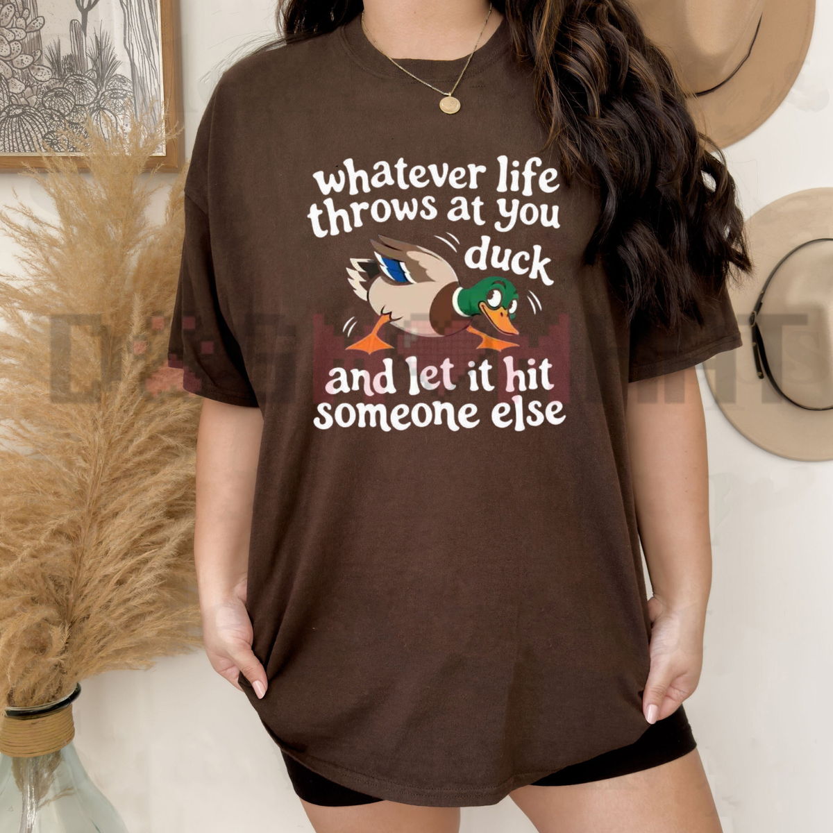 "Whatever Life Throws At You Let It Hit Someone Else" Funny Duck Graphic T-Shirt