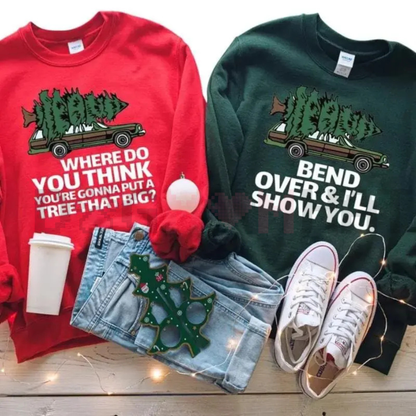 "Bend Over And I'll Show You" Christmas Couple Shirt & Sweatshirt