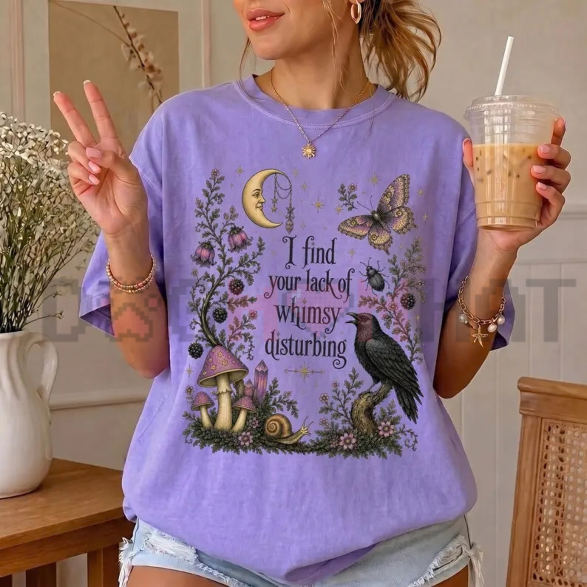 Lack of Whimsy Crow & Celestial Moth Graphic T-Shirt