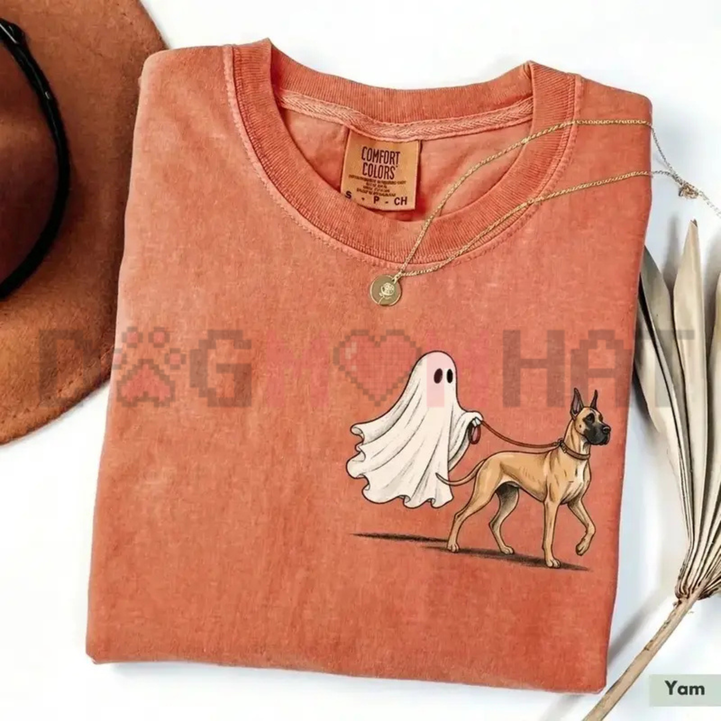 Comfort Colors Ghost Walking Dog Halloween T-Shirt - Cute Personalized Dog Lover Tee