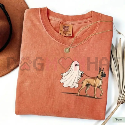Comfort Colors Ghost Walking Dog Halloween T-Shirt - Cute Personalized Dog Lover Tee