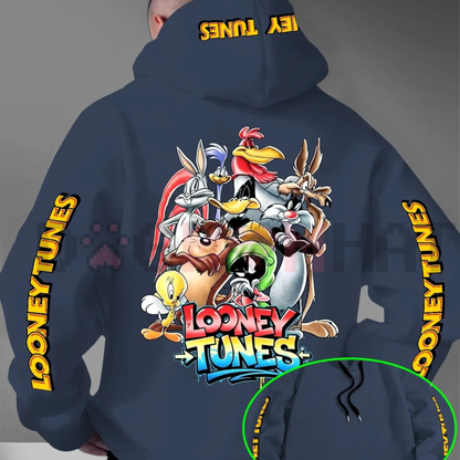 Warner Bros. Men's Looney Tunes Gradient Print Hoodie - Vintage Retro Cartoon Pullover