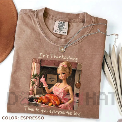 Festive Friction Tee – "I'll Just Cook For You" Funny Thanksgiving Doll Face Graphic Shirt