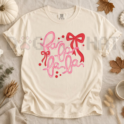 Festive Friction Tee – "Fa La La" Trendy Retro Christmas Graphic Shirt