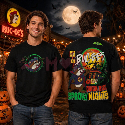 Buc-ee's 2026 Halloween Glow In The Dark Graphic Tee - Quick Bites Spooky Nights Soft Cotton Unisex Festive Fall T-Shirt