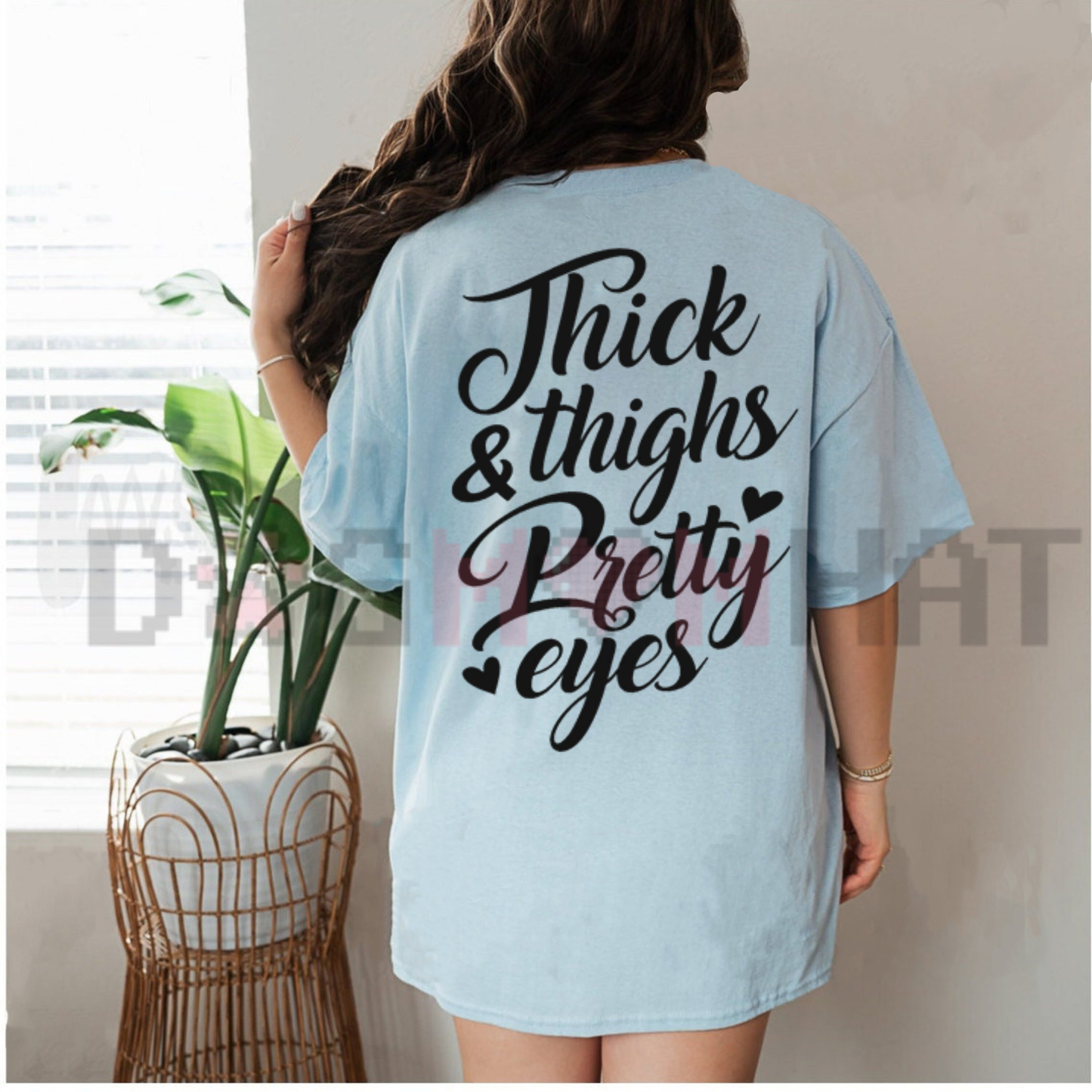 Thick Thighs Pretty Eyes Gym T-Shirt - Funny Fitness Girl Illustration Tee